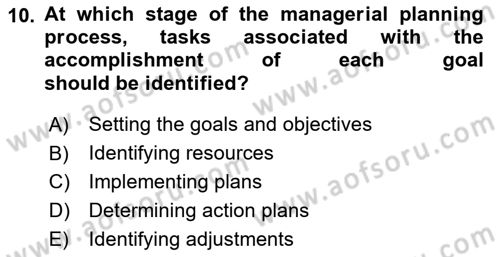 Business Management Dersi 2022 - 2023 Yılı Yaz Okulu Sınav Soruları 10. Soru