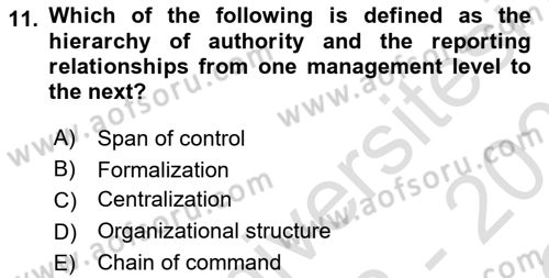 Business Management Dersi 2022 - 2023 Yılı Yaz Okulu Sınav Soruları 11. Soru