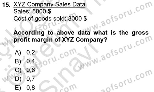 Business Management Dersi 2022 - 2023 Yılı Yaz Okulu Sınav Soruları 15. Soru