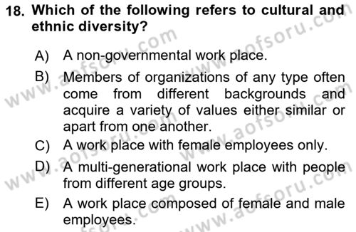 Business Management Dersi 2022 - 2023 Yılı Yaz Okulu Sınav Soruları 18. Soru