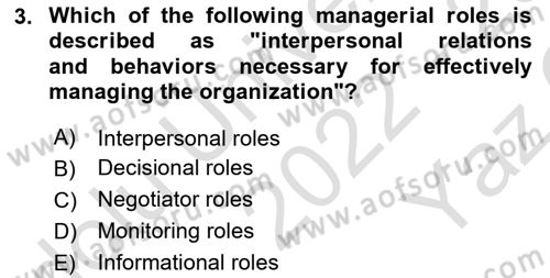 Business Management Dersi 2022 - 2023 Yılı Yaz Okulu Sınav Soruları 3. Soru