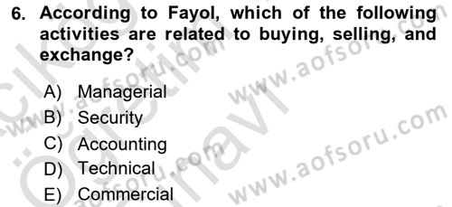 Business Management Dersi 2022 - 2023 Yılı Yaz Okulu Sınav Soruları 6. Soru