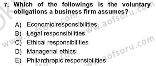 Business Management Dersi 2022 - 2023 Yılı Yaz Okulu Sınav Soruları 7. Soru