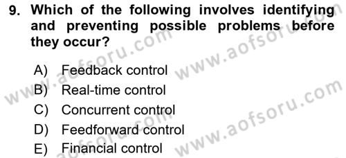 Business Management Dersi 2022 - 2023 Yılı Yaz Okulu Sınav Soruları 9. Soru