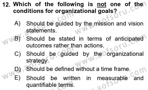 Business Management Dersi 2023 - 2024 Yılı (Vize) Ara Sınav Soruları 12. Soru