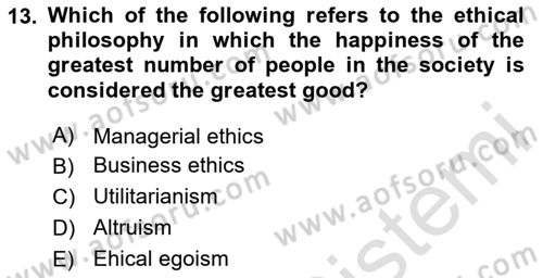 Business Management Dersi 2023 - 2024 Yılı (Vize) Ara Sınav Soruları 13. Soru