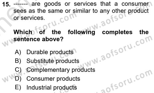 Business Management Dersi 2023 - 2024 Yılı (Vize) Ara Sınav Soruları 15. Soru