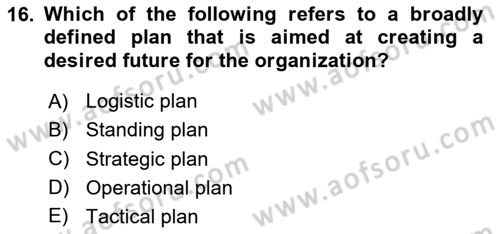Business Management Dersi 2023 - 2024 Yılı (Vize) Ara Sınav Soruları 16. Soru