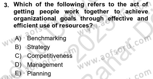 Business Management Dersi 2023 - 2024 Yılı (Vize) Ara Sınav Soruları 3. Soru