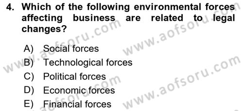 Business Management Dersi 2023 - 2024 Yılı (Vize) Ara Sınav Soruları 4. Soru