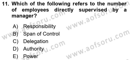 Business Management Dersi 2023 - 2024 Yılı (Final) Dönem Sonu Sınav Soruları 11. Soru