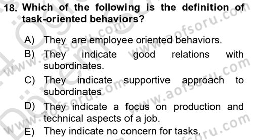 Business Management Dersi 2023 - 2024 Yılı (Final) Dönem Sonu Sınav Soruları 18. Soru