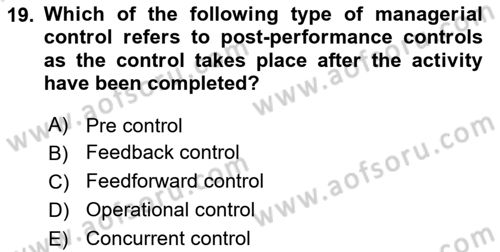 Business Management Dersi 2023 - 2024 Yılı (Final) Dönem Sonu Sınav Soruları 19. Soru