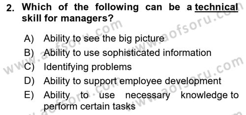 Business Management Dersi 2023 - 2024 Yılı (Final) Dönem Sonu Sınav Soruları 2. Soru