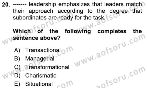 Business Management Dersi 2023 - 2024 Yılı (Final) Dönem Sonu Sınav Soruları 20. Soru