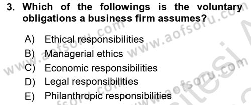 Business Management Dersi 2023 - 2024 Yılı (Final) Dönem Sonu Sınav Soruları 3. Soru