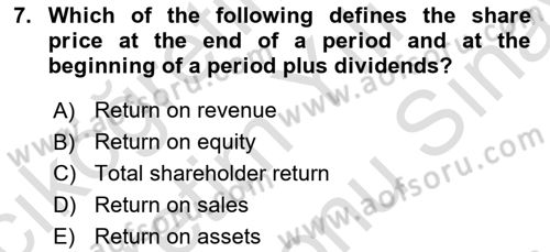 Business Management Dersi 2023 - 2024 Yılı (Final) Dönem Sonu Sınav Soruları 7. Soru