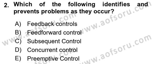Business Management Dersi 2024 - 2025 Yılı (Vize) Ara Sınav Soruları 2. Soru