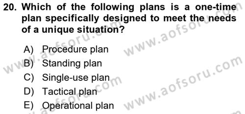 Business Management Dersi 2024 - 2025 Yılı (Vize) Ara Sınav Soruları 20. Soru