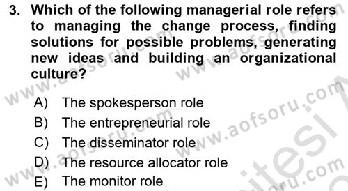 Business Management Dersi 2024 - 2025 Yılı (Vize) Ara Sınav Soruları 3. Soru
