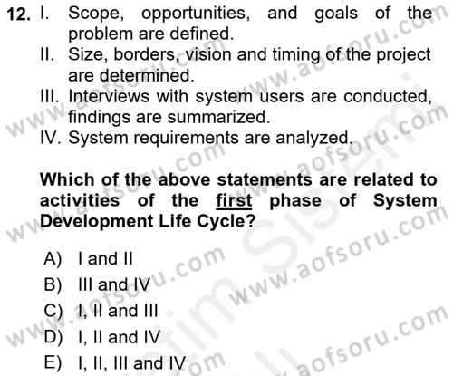 Business Information Systems Dersi 2017 - 2018 Yılı (Vize) Ara Sınav Soruları 12. Soru