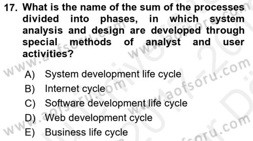 Business Information Systems Dersi 2017 - 2018 Yılı (Vize) Ara Sınav Soruları 17. Soru