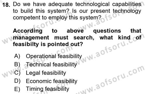 Business Information Systems Dersi 2017 - 2018 Yılı (Vize) Ara Sınav Soruları 18. Soru