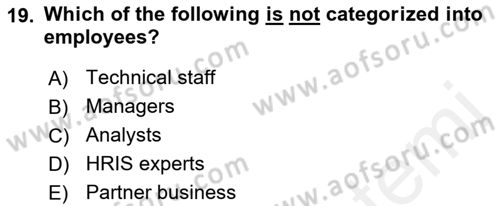 Business Information Systems Dersi 2017 - 2018 Yılı (Vize) Ara Sınav Soruları 19. Soru