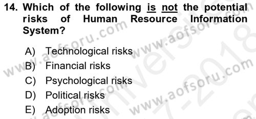 Business Information Systems Dersi 2017 - 2018 Yılı (Final) Dönem Sonu Sınav Soruları 14. Soru