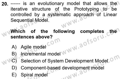 Business Information Systems Dersi 2017 - 2018 Yılı (Final) Dönem Sonu Sınav Soruları 20. Soru