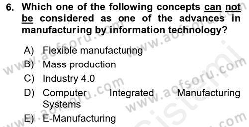 Business Information Systems Dersi 2017 - 2018 Yılı (Final) Dönem Sonu Sınav Soruları 6. Soru