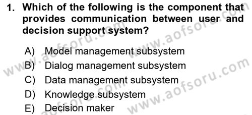 Business Information Systems Dersi 2018 - 2019 Yılı (Vize) Ara Sınav Soruları 1. Soru