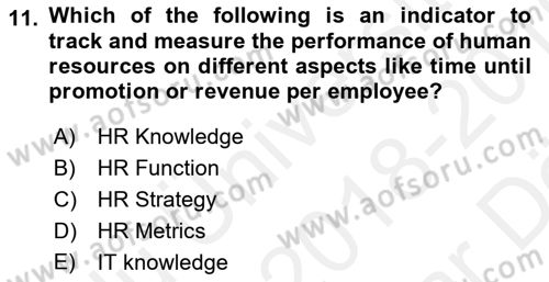 Business Information Systems Dersi 2018 - 2019 Yılı (Vize) Ara Sınav Soruları 11. Soru