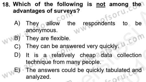 Business Information Systems Dersi 2018 - 2019 Yılı (Vize) Ara Sınav Soruları 18. Soru