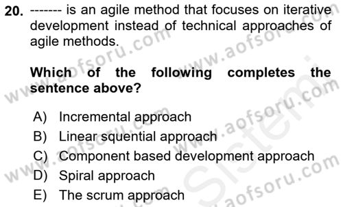 Business Information Systems Dersi 2018 - 2019 Yılı (Vize) Ara Sınav Soruları 20. Soru
