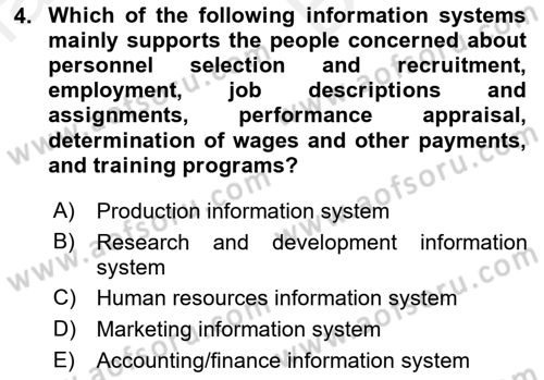 Business Information Systems Dersi 2018 - 2019 Yılı (Vize) Ara Sınav Soruları 4. Soru
