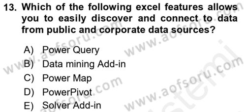 Business Information Systems Dersi 2018 - 2019 Yılı (Final) Dönem Sonu Sınav Soruları 13. Soru