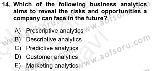Business Information Systems Dersi 2018 - 2019 Yılı (Final) Dönem Sonu Sınav Soruları 14. Soru