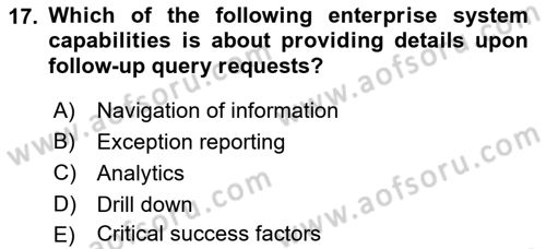 Business Information Systems Dersi 2018 - 2019 Yılı (Final) Dönem Sonu Sınav Soruları 17. Soru
