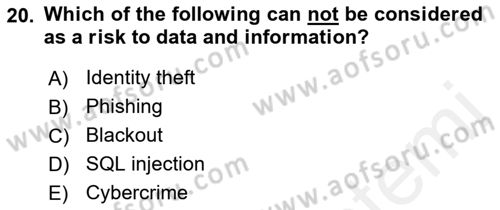 Business Information Systems Dersi 2018 - 2019 Yılı (Final) Dönem Sonu Sınav Soruları 20. Soru