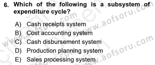 Business Information Systems Dersi 2018 - 2019 Yılı (Final) Dönem Sonu Sınav Soruları 6. Soru
