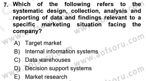 Business Information Systems Dersi 2018 - 2019 Yılı (Final) Dönem Sonu Sınav Soruları 7. Soru