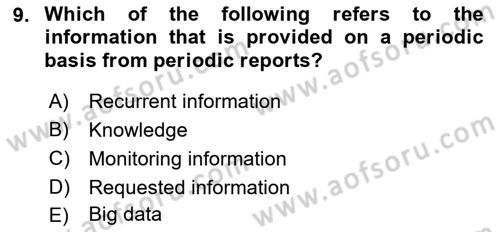 Business Information Systems Dersi 2018 - 2019 Yılı (Final) Dönem Sonu Sınav Soruları 9. Soru