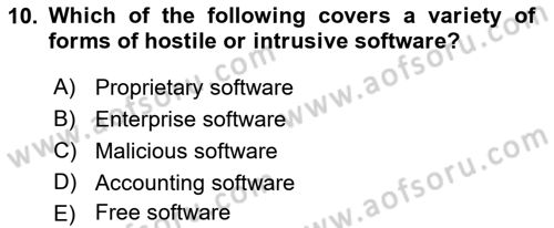Business Information Systems Dersi 2018 - 2019 Yılı Yaz Okulu Sınav Soruları 10. Soru
