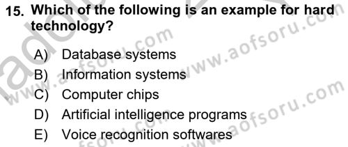 Business Information Systems Dersi 2018 - 2019 Yılı Yaz Okulu Sınav Soruları 15. Soru