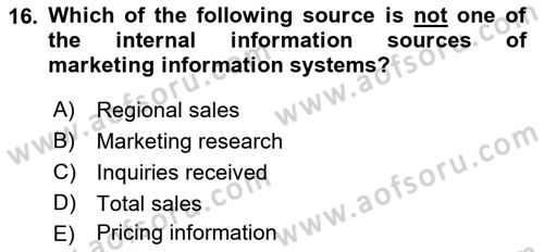 Business Information Systems Dersi 2018 - 2019 Yılı Yaz Okulu Sınav Soruları 16. Soru
