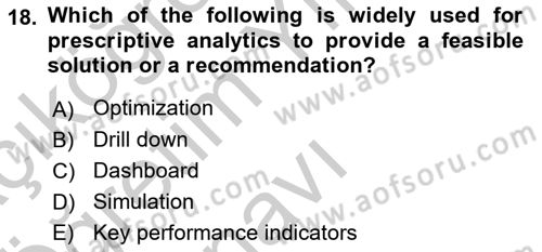 Business Information Systems Dersi 2018 - 2019 Yılı Yaz Okulu Sınav Soruları 18. Soru