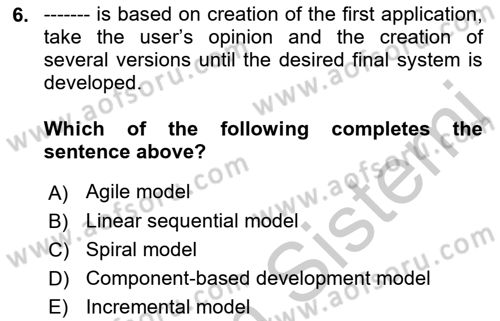 Business Information Systems Dersi 2018 - 2019 Yılı Yaz Okulu Sınav Soruları 6. Soru