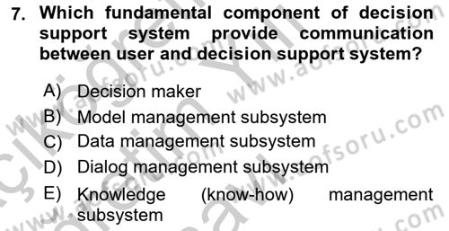 Business Information Systems Dersi 2018 - 2019 Yılı Yaz Okulu Sınav Soruları 7. Soru