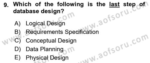 Business Information Systems Dersi 2018 - 2019 Yılı Yaz Okulu Sınav Soruları 9. Soru
